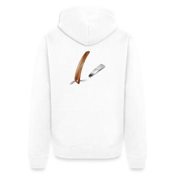 Klassisches Barber Rasiermesser im Retro Stil - Unisex Premium Bio Zip Hoodie - Weiß - Hinten - Thijin (182cm)