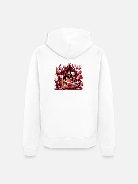 Fuchs im Pilzwald Feuer - Unisex Premium Bio Zip Hoodie - Weiß