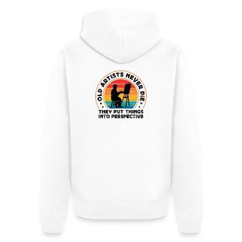 Cool Artist Old Artists Never Die Put Things Into - Unisex Premium Bio Zip Hoodie - Weiß - Hinten - Thijin (182cm)