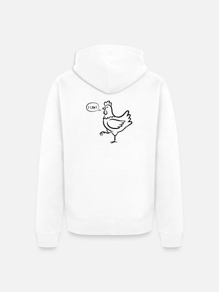 Proud chicken with F-CAW-F comic saying - Unisex Premium Organic Zip Hoodie - white
