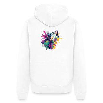 Wolf in color explosion style - Unisex Premium Organic Zip Hoodie - white - Back - Thijin (182cm)