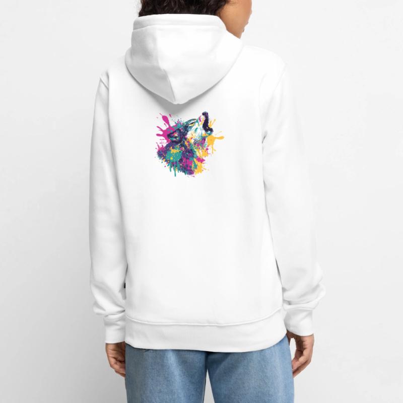 Loup dans le style explosion de couleurs Veste à capuche bio Premium Unisexe