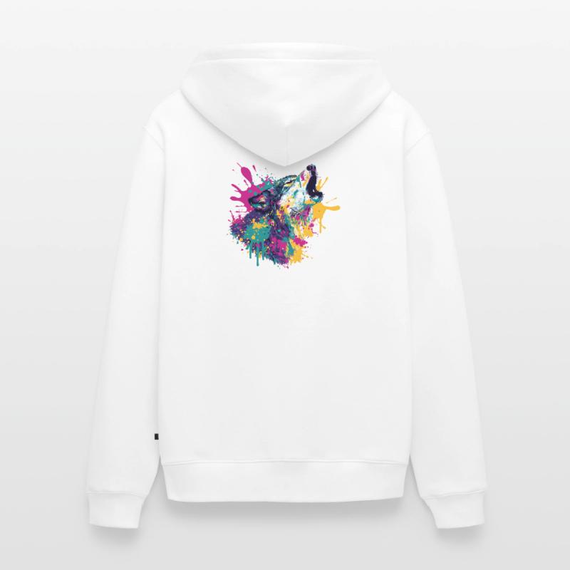 Loup dans le style explosion de couleurs Veste à capuche bio Premium Unisexe