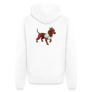 Dackel, Pinup-Dackel, - Unisex Premium Bio Zip Hoodie - Weiß - Hinten - Thijin (182cm)