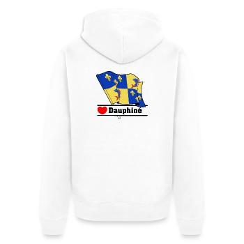 Dauphiné Herz - Unisex Premium Bio Zip Hoodie - Weiß - Hinten - Thijin (182cm)