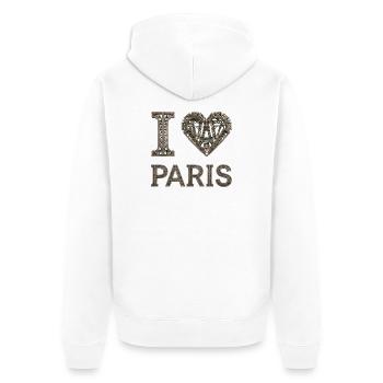 Paris – Urbane Eleganz - Unisex Premium Bio Zip Hoodie - Weiß - Hinten - Thijin (182cm)