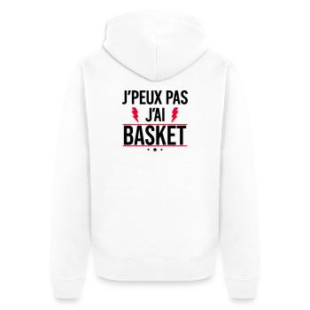 J’peux pas j’ai basket Humour Basket - Veste à capuche bio Premium Unisexe - blanc - Dos - Thijin (182cm)
