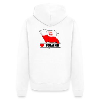 Drapeau polonais avec cœur - Veste à capuche bio Premium Unisexe - blanc - Dos - Thijin (182cm)