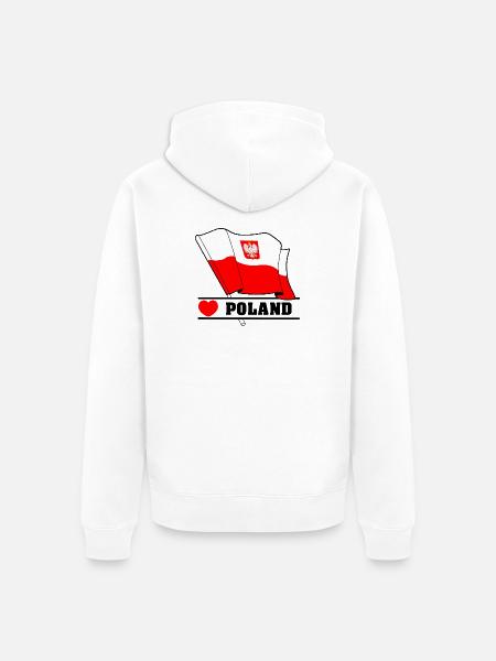 Poland Flag with Heart - Unisex Premium Organic Zip Hoodie - white