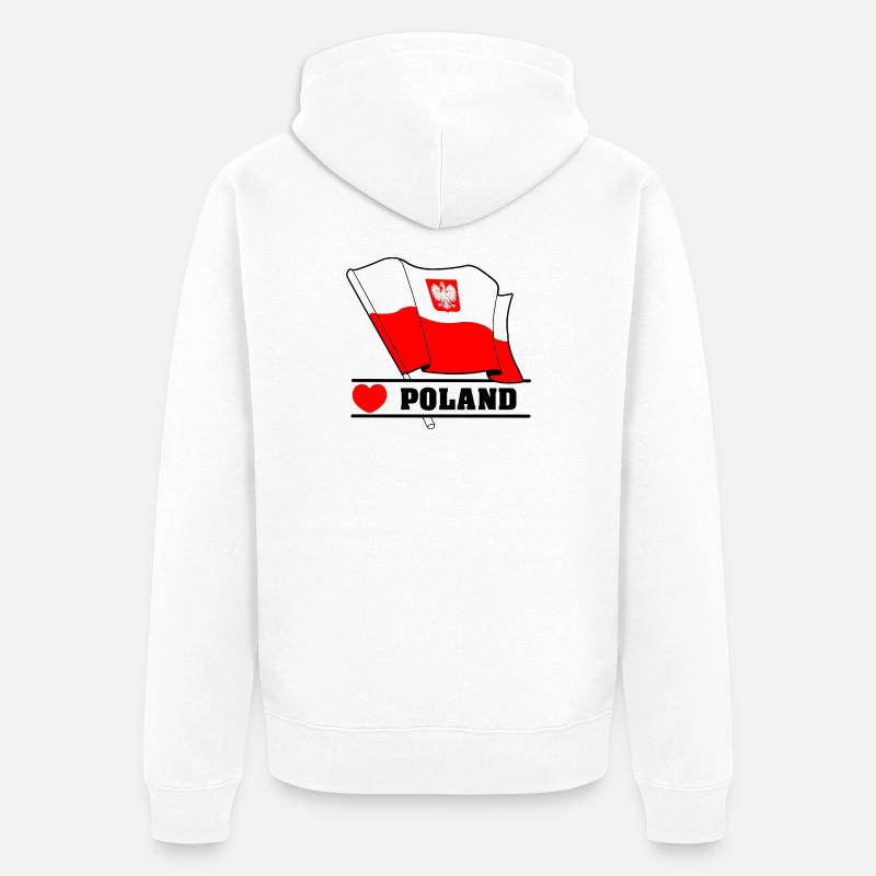 Drapeau polonais avec cœur - Veste à capuche bio Premium Unisexe - blanc
