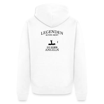 Legends Go Fishing Saying - Unisex Premium Organic Zip Hoodie - white - Back - Thijin (182cm)