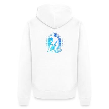 Short and clear floorball - Unisex Premium Organic Zip Hoodie - white - Back - Thijin (182cm)