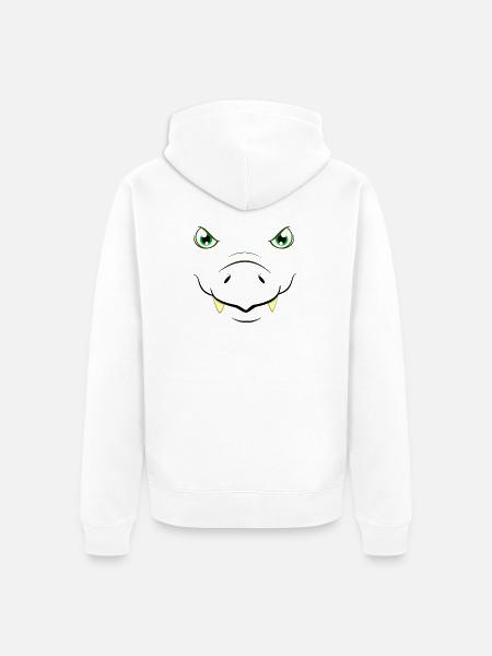 T-Rex Gesicht Tyrannosaurus Rex Dinosaurier-DIY-Kostüm - Unisex Premium Bio Zip Hoodie - Weiß