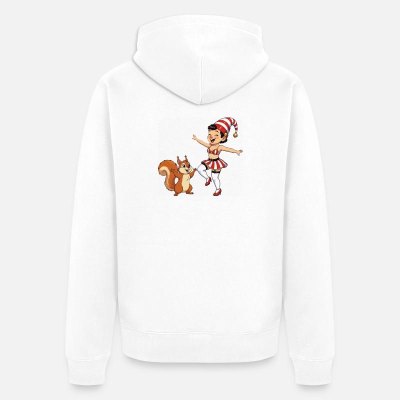 Leprechaun-Mädchen mit Eichhörnchen - Unisex Premium Bio Zip Hoodie - Weiß