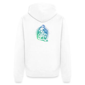 Mountainbike Liebe zum Anziehen - Unisex Premium Bio Zip Hoodie - Weiß - Hinten - Thijin (182cm)