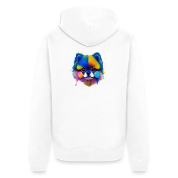Portrait coloré d’éclaboussures de chien poméranien - Veste à capuche bio Premium Unisexe - blanc - Dos - Thijin (182cm)