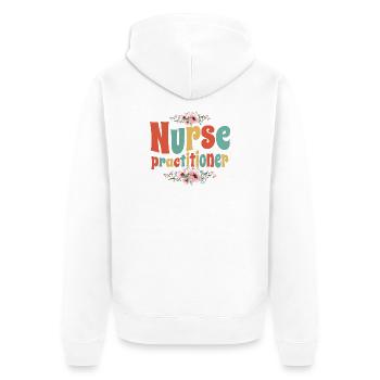 Floral Nurse Practitioner - Unisex Premium Bio Zip Hoodie - Weiß - Hinten - Thijin (182cm)