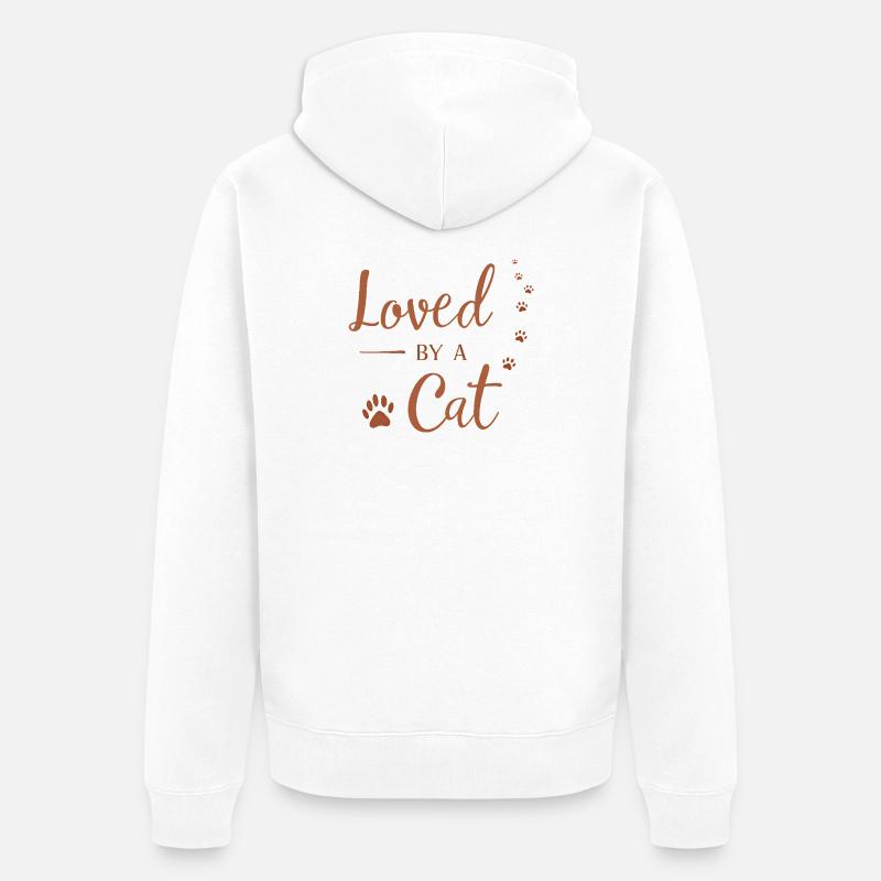 Aimé par un chat - Veste à capuche bio Premium Unisexe - blanc