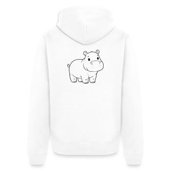 Süßes Baby Nilpferd Comic Outline - Unisex Premium Bio Zip Hoodie - Weiß - Hinten - Thijin (182cm)