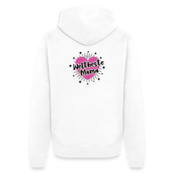 Weltbeste Mama Beste Mutter Danke Mami Mutti Mom - Unisex Premium Bio Zip Hoodie - Weiß - Hinten - Thijin (182cm)