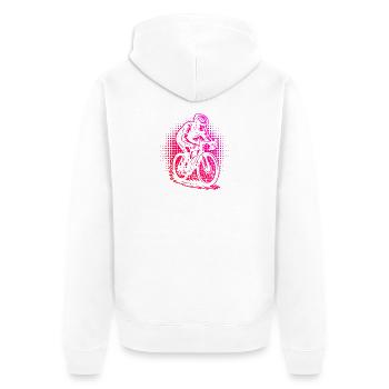 Motif emblématique du vélo de route - Veste à capuche bio Premium Unisexe - blanc - Dos - Thijin (182cm)