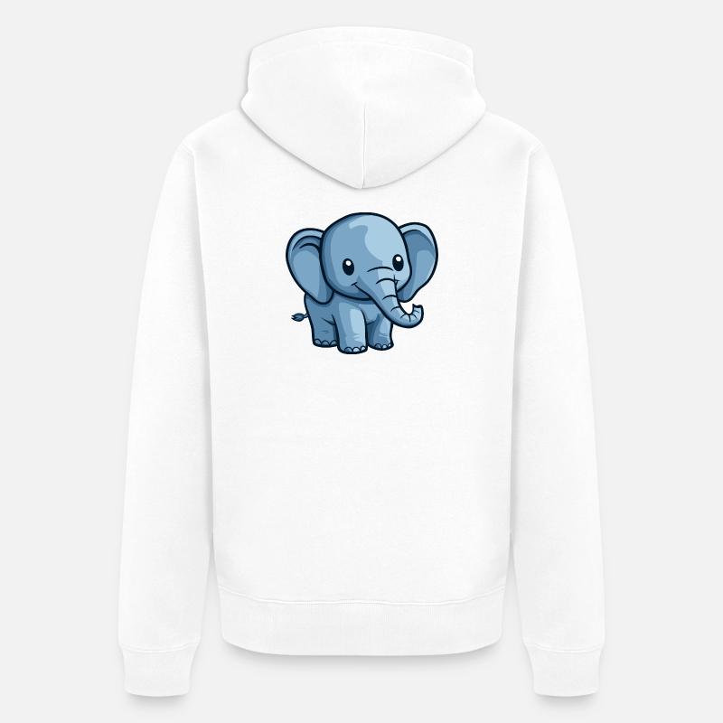 Motif d’éléphant de dessin animé bleu - Veste à capuche bio Premium Unisexe - blanc