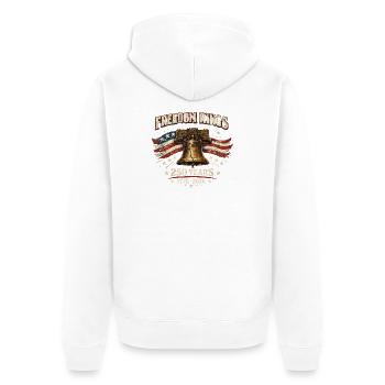 Freedom Rings 250-jähriges Amerika-Jubiläum - Unisex Premium Bio Zip Hoodie - Weiß - Hinten - Thijin (182cm)