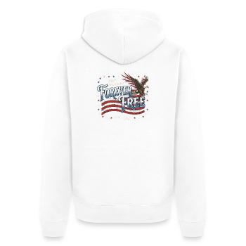 250 Jahre Amerika-Jubiläum Forever Free Eagle - Unisex Premium Bio Zip Hoodie - Weiß - Hinten - Thijin (182cm)