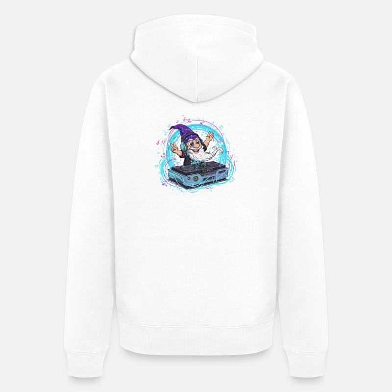 Gnome DJ en temps néon - Veste à capuche bio Premium Unisexe - blanc