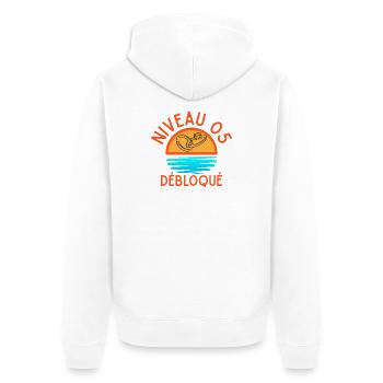 Niveau 05 Débloqué, design joyeux et lumineux - Veste à capuche bio Premium Unisexe - blanc - Dos - Thijin (182cm)