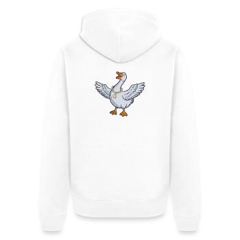 Gold Chain Goose Cartoon - Unisex Premium Organic Zip Hoodie - white - Back - Thijin (182cm)