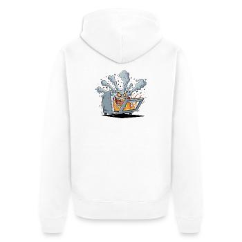 Feuriger Küchenofen Monster - Unisex Premium Bio Zip Hoodie - Weiß - Hinten - Thijin (182cm)
