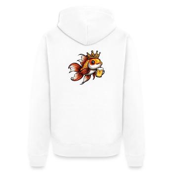 Goldfish Beer King - Unisex Premium Organic Zip Hoodie - white - Back - Thijin (182cm)
