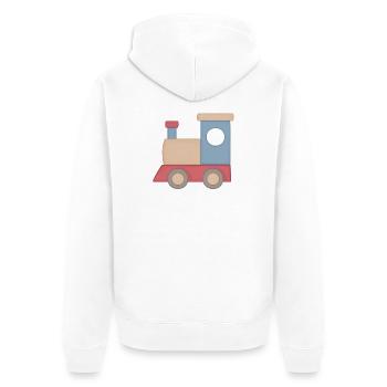Kunterbunter Spielzug Illustration Eisenbahn - Unisex Premium Bio Zip Hoodie - Weiß - Hinten - Thijin (182cm)