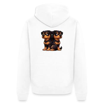 Süßer Rottweiler Cartoon Freunde Freundschaft - Unisex Premium Bio Zip Hoodie - Weiß - Hinten - Thijin (182cm)