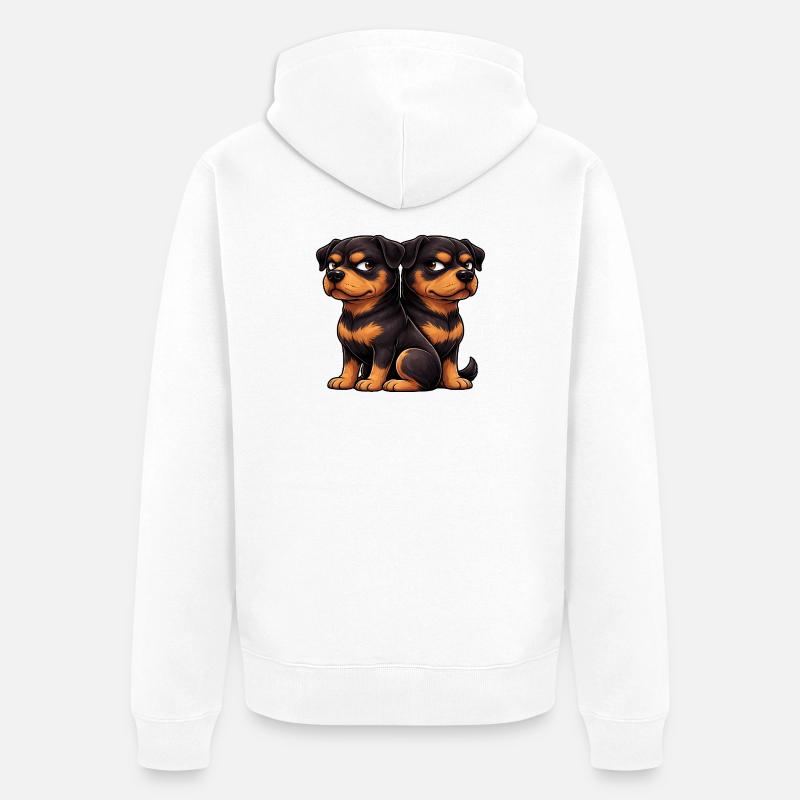 Amies de dessins animés Rottweiler mignons - Veste à capuche bio Premium Unisexe - blanc