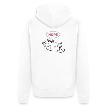 Lachende Katze Nope Mittelfinger - Unisex Premium Bio Zip Hoodie - Weiß - Hinten - Thijin (182cm)