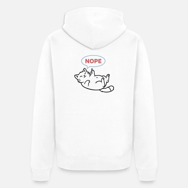 Lachende Katze Nope Mittelfinger - Unisex Premium Bio Zip Hoodie - Weiß