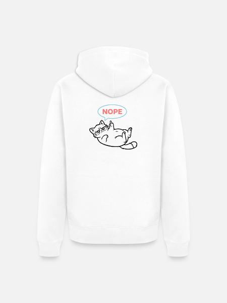 Katze Nope Sprechblase Farbig - Unisex Premium Bio Zip Hoodie - Weiß