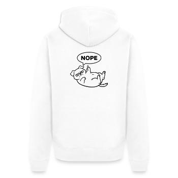 Pug Dog Middle Finger No - Unisex Premium Organic Zip Hoodie - white - Back - Thijin (182cm)
