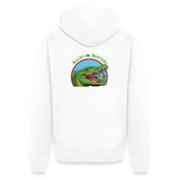 Alligator and bird: Everything is fine! - Unisex Premium Organic Zip Hoodie - white - Back - Thijin (182cm)