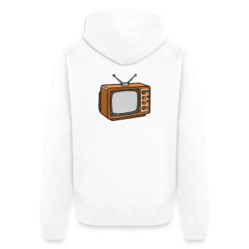 Retro Fernseher Cartoon - Unisex Premium Bio Zip Hoodie - Weiß - Hinten - Thijin (182cm)