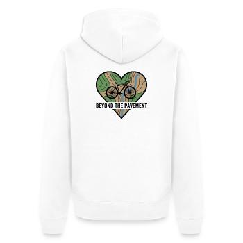 Beyond The Pavement Gravel Bike Heart - Unisex Premium Organic Zip Hoodie - white - Back - Thijin (182cm)