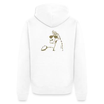 Cool Llama Alpaca Sunglasses Silhouette - Unisex Premium Organic Zip Hoodie - white - Back - Thijin (182cm)
