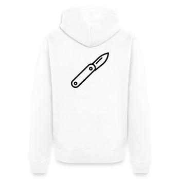 Messer - Unisex Premium Bio Zip Hoodie - Weiß - Hinten - Thijin (182cm)