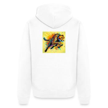 cheetah - Unisex Premium Organic Zip Hoodie - white - Back - Thijin (182cm)