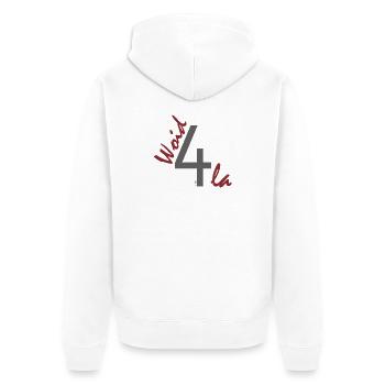 Woid4tla - Unisex Premium Bio Zip Hoodie - Weiß - Hinten - Thijin (182cm)