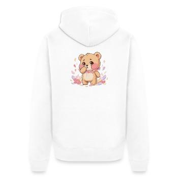 Delicate bear with flower wreath - Unisex Premium Organic Zip Hoodie - white - Back - Thijin (182cm)