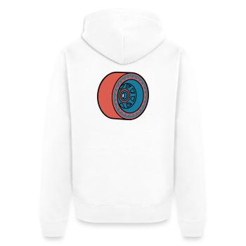 Skateboard Rolle Longboard - Unisex Premium Bio Zip Hoodie - Weiß - Hinten - Thijin (182cm)