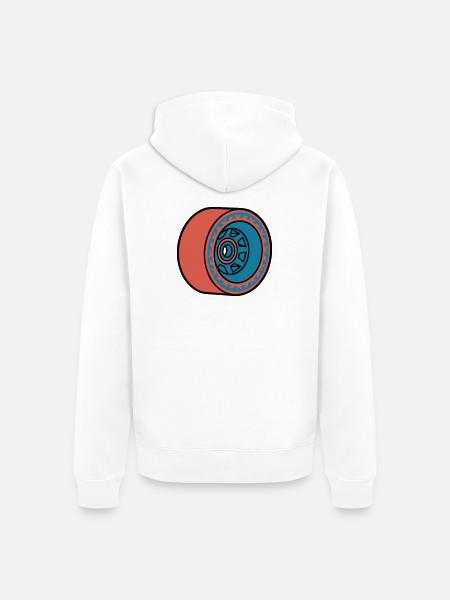Skateboard Rolle Longboard - Unisex Premium Bio Zip Hoodie - Weiß